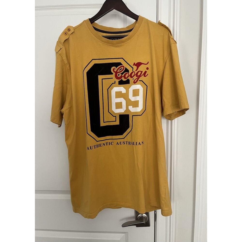 Coogi Y2K men’s Tshirt bold graphic design Sz. 3X yellow cotton Australia